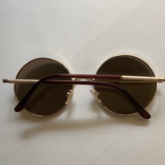 Retro Gold Metal Round Mirrored Sunglasses - Picture 4 of 10